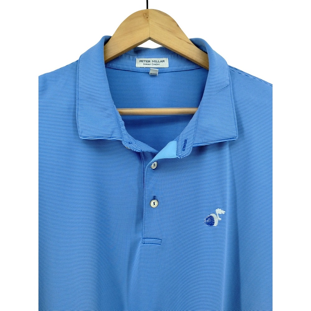 Peter Millar Summer‎ Comfort Men's Blue Striped Polo Golf Performance Shirt XXL